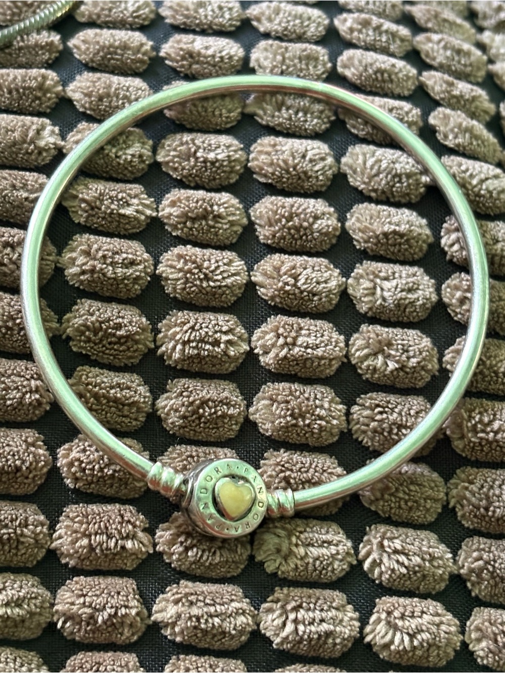 Pandora Silver Bangle with Gold Heart Accent